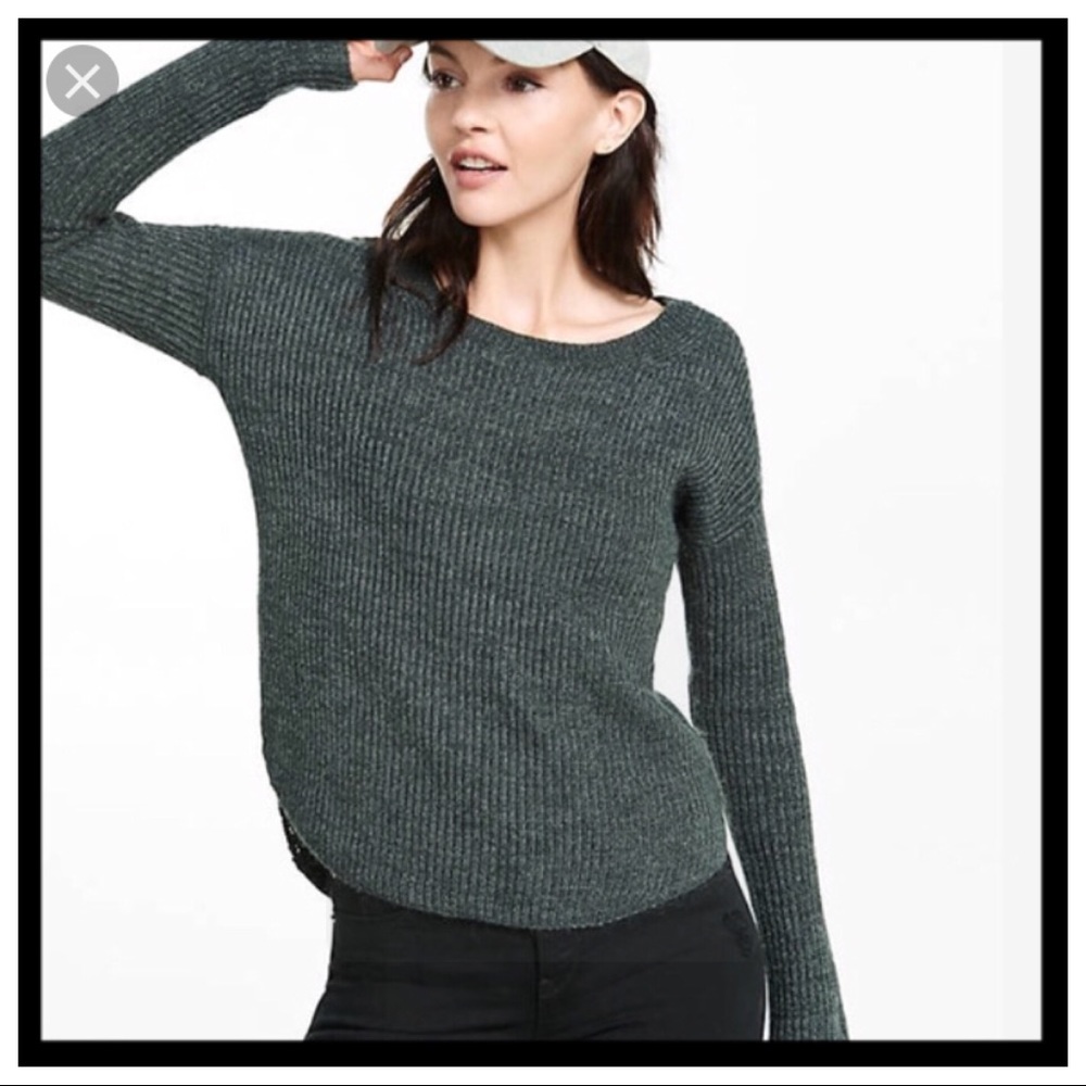 [express] Charcoal Crew Neck Shaker Knit Sweater